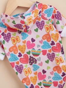 Valentine's Day Lightweight Colorful Heart Striped Lips Cat Dog Hooded Pet Sweatshirt - Multicolor - View 7