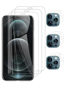3pcs Screen Tempered Film & 3pcs Camera Lens Protective Film Compatible With iPhone 15/15Pro/15Plus/15Promax - Clear - View 1