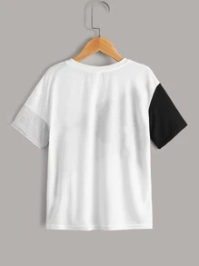 SHEIN Boys Colourblock & Letter Graphic Tee - Multicolor - View 2