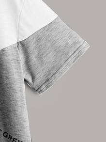 SHEIN Boys Colourblock & Letter Graphic Tee - Multicolor - View 4