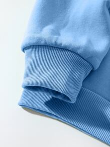 Men Letter Graphic Thermal Lined Sweatshirt - Baby Blue - View 3