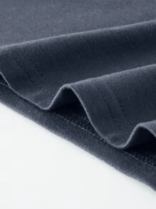 愛心和標語圖案T恤 - 藏蓝色 - 查看 4