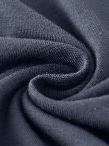 愛心和標語圖案T恤 - 藏蓝色 - 查看 3