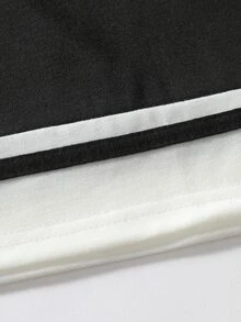 Manfinity Men Letter Graphic Contrast Trim Tee & Drawstring Waist Shorts - Black - View 3