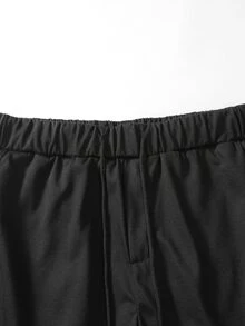 Manfinity Men Letter Graphic Contrast Trim Tee & Drawstring Waist Shorts - Black - View 4