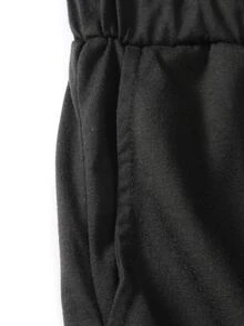 Manfinity Men Letter Graphic Contrast Trim Tee & Drawstring Waist Shorts - Black - View 5