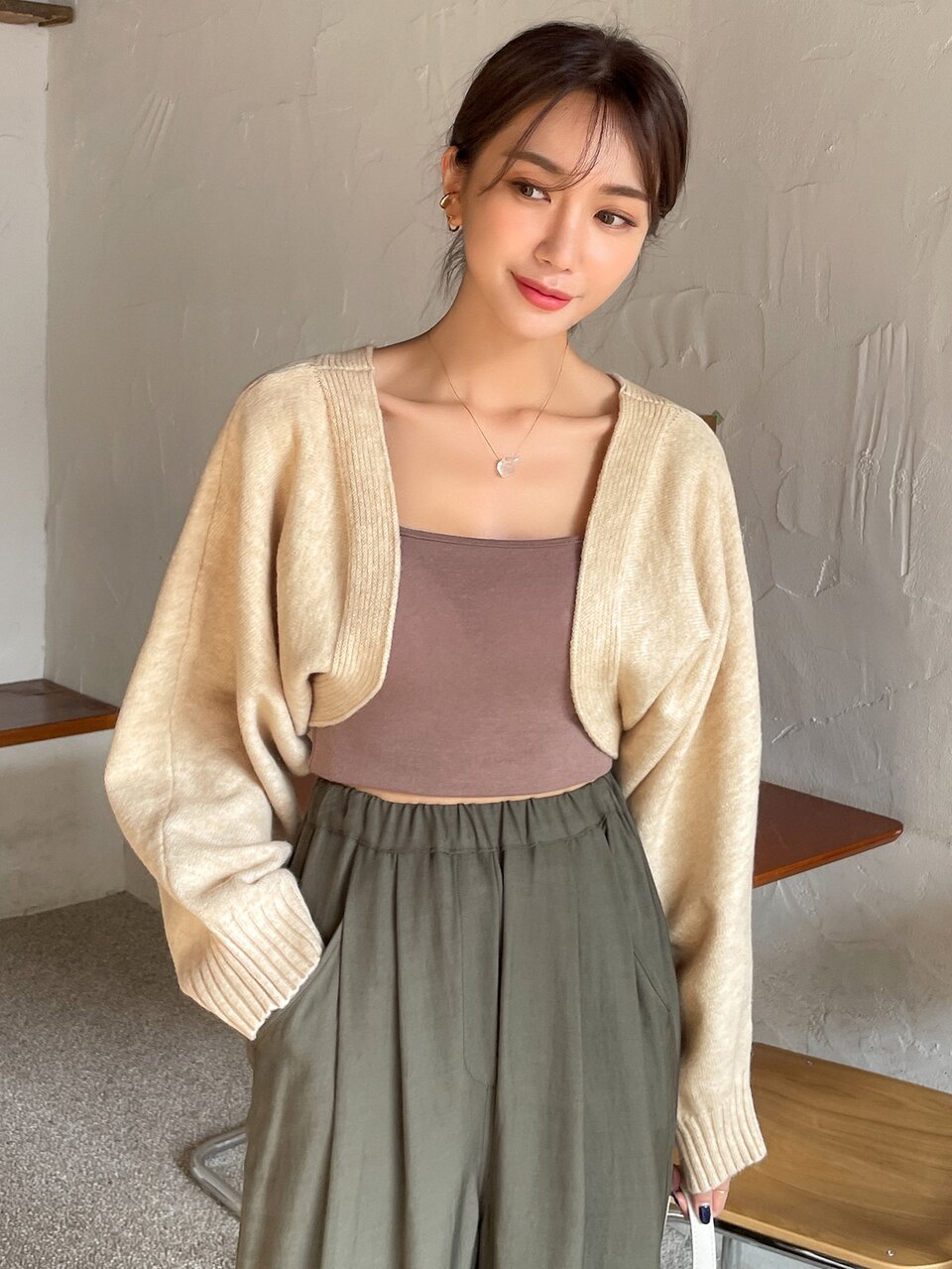 Dolman Sleeve Open Front Crop Cardigan