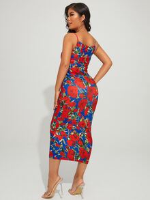 SHEIN SXY Allover Floral Print Bodycon Dress - Multicolor - View 2