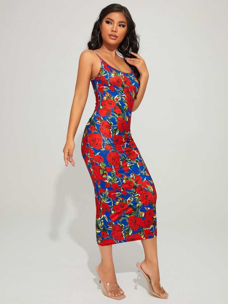 SHEIN SXY 滿版印花緊身連衣裙 - 彩色 - 查看 3