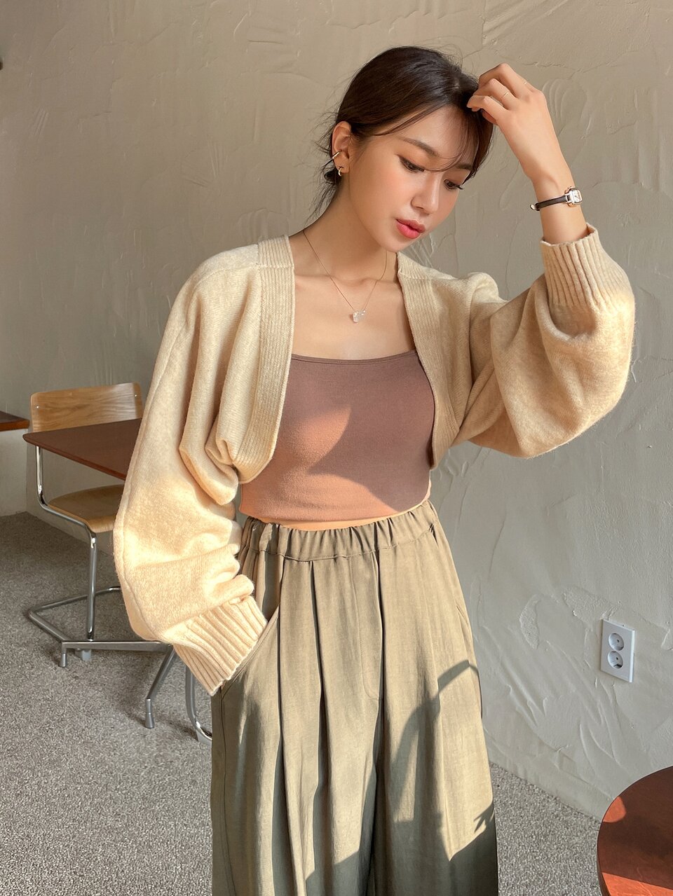 Dolman Sleeve Open Front Crop Cardigan