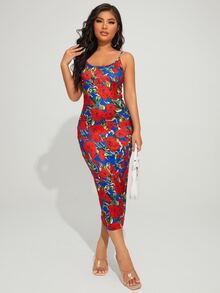 SHEIN SXY Allover Floral Print Bodycon Dress - Multicolor - View 4