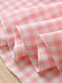 SHEIN Toddler Girls Gingham Ruffle Trim Pinafore Dress & Accessory Headband - Pink - View 6