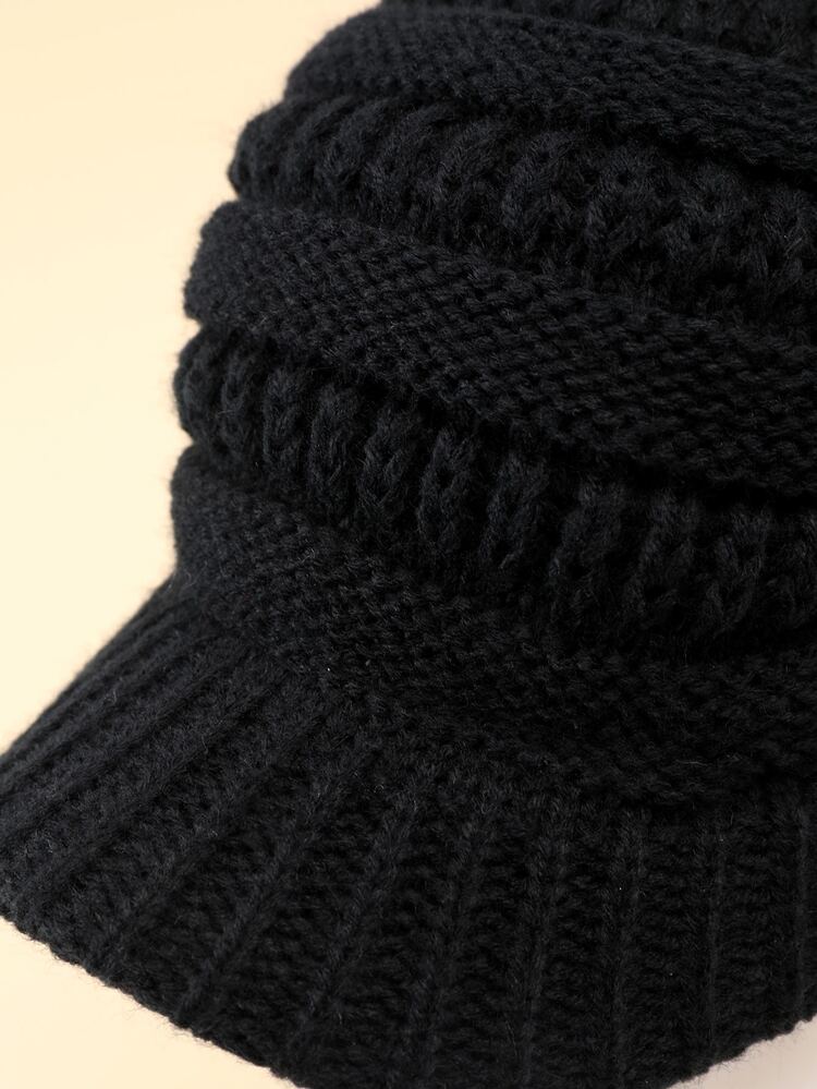 1 Stück Klassische, Einfarbige, Gerippte Strickmütze Für Den Winter, Warme Slouchy-beanie Mit Krempe, Einfarbige Strickmütze, Elegante, Leichte Beanie-mützen, Lässig