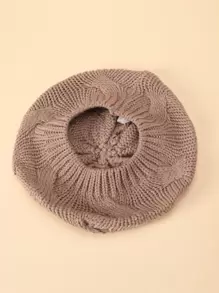 件棕色純色針織超大貝雷帽輕質彈性無簷小便帽優雅質感貝雷帽女式秋冬防寒針織帽
