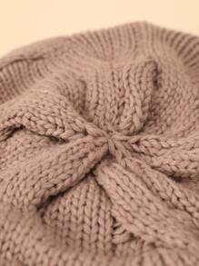 件棕色純色針織超大貝雷帽輕質彈性無簷小便帽優雅質感貝雷帽女式秋冬防寒針織帽