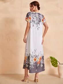 Seusyu 印花撞色滾邊阿拉伯連衣裙 - 彩色 - 查看 2