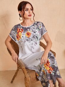 Seusyu 印花撞色滾邊阿拉伯連衣裙 - 彩色 - 查看 3