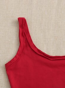 Muchica 2pcs Solid Crop Tank Top - Red and White - View 4