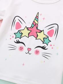 SHEIN Tops con gái lớn Hoạt hình Giải trí - trắng - Xem 4