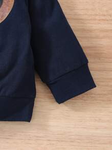 Đứa bé trai In Gấu Tay Raglan Áo len & Quần nỉ - Màu xanh hải quân - Xem 5