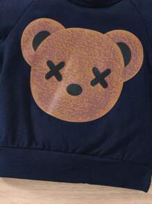 Đứa bé trai In Gấu Tay Raglan Áo len & Quần nỉ - Màu xanh hải quân - Xem 6