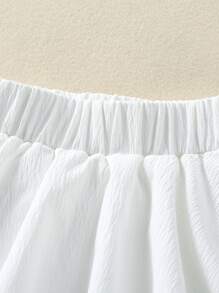 SHEIN Young Girl Fresh Ruffled Layered Skirt, Cute & Easy To Match, Comfortable For Spring/Summer Daily Wear, Outdoor Activities, Campus Outfit - White - View 4