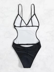 Backless One Piece Swimsuit, For Summer Beach Vacation - Black - View 4