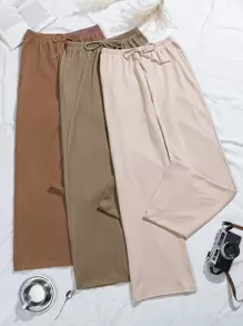 3 Pack Knot Waist Lounge Trousers - Multicolor - View 1