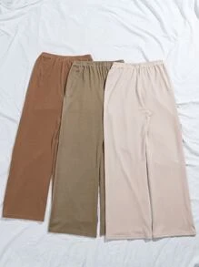 3 Pack Knot Waist Lounge Trousers - Multicolor - View 2