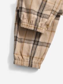 SHEIN Girls Tee & Plaid Trousers Set - Multicolor - View 4