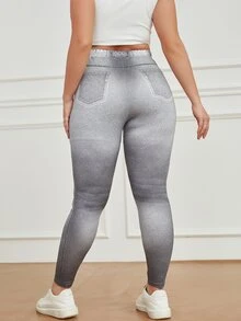 Jeggings desgarro con estampado - Gris - Ver 2