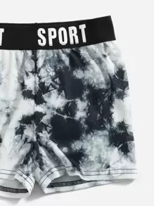 SHEIN 孩童女孩染色字母帶短袖t卹和短褲套裝 - 彩色 - 查看 4