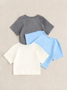 Easithlete 3 piezas Camiseta deportiva inconsútil con puntada de manga raglán