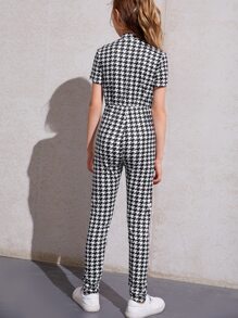 SHEIN Áo liền quần Gái Dây kéo răng cưa Ăn mặc đẹp - Đen và trắng - Xem 2