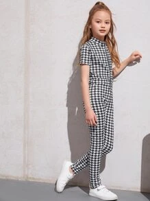 SHEIN Áo liền quần Gái Dây kéo răng cưa Ăn mặc đẹp - Đen và trắng - Xem 5