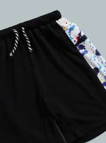 SHEIN Bộ thời trang bé trai Dây kéo Sọc bên Đồ họa Giải trí - Nhiều màu - Xem 3