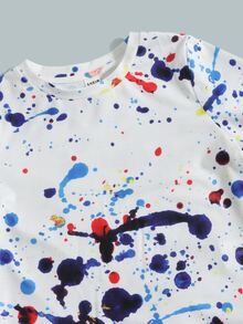 SHEIN Bộ thời trang bé trai Dây kéo Sọc bên Đồ họa Giải trí - Nhiều màu - Xem 4