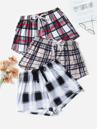 لباس نوم قصير مقلم للنساء، مكون من 3قطع سفلية