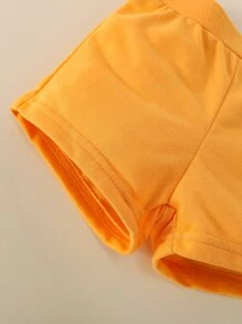 嬰兒字母刺繡T恤和短褲 - 芥末黃 - 查看 7