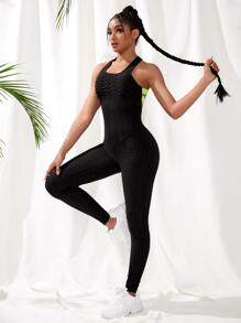 Yoga Basic Bodysuits & Jumpsuits Thể thao Nam Lộ Lưng Hội Chữ thập Khối Màu - màu đen - Xem 2
