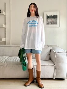 DAZY Áo thun nữ Slogan Giải trí - trắng - Xem 5