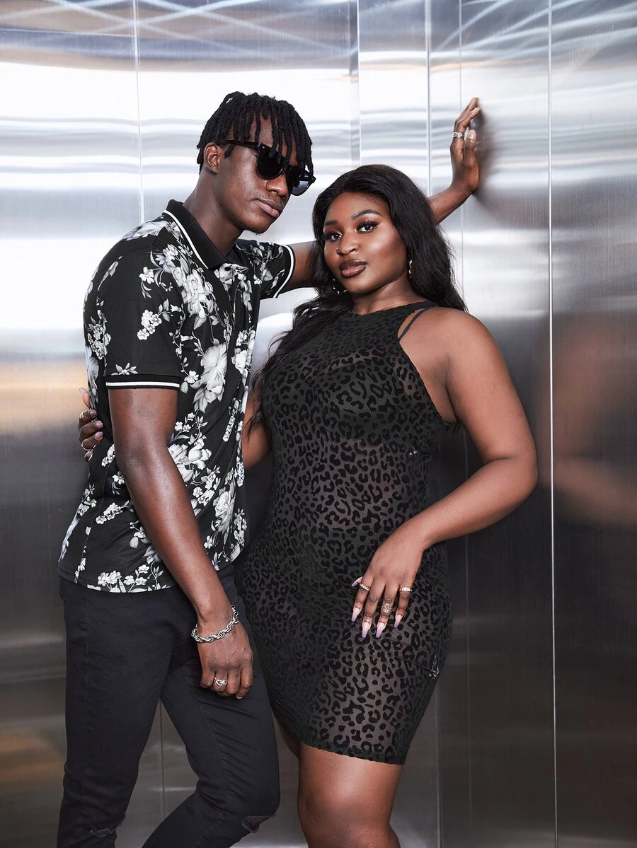 SHEIN SXY Đầm Plus Size cắt Báo Gợi cảm - màu đen - Xem 1