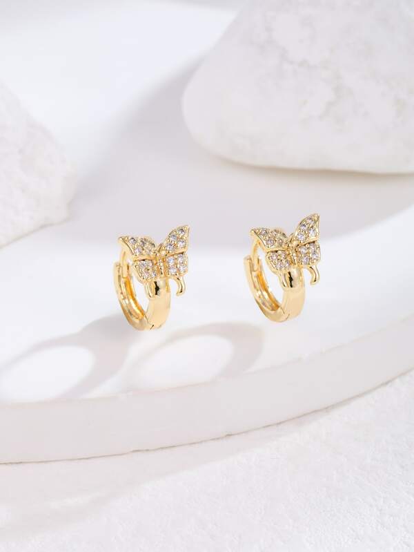 1 par de elegantes pendientes de aro con diseño de mariposa, lágrima de perla, hoja y serpiente de circonita, ideales para uso diario de mujeres y niñas, regalo de vacaciones para mamá, maestro, amigo