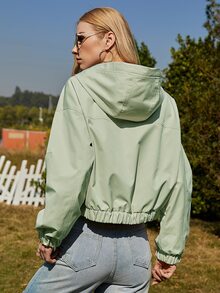 ZIAI Drop Shoulder Flap Pocket Jacket - Green - View 2