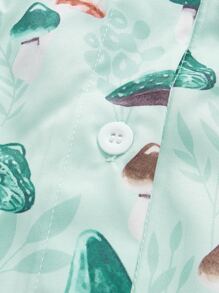 Allover Mushroom Print Shirt - Mint Green - View 3