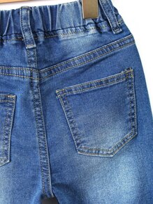 Toddler Girls Heart Pattern Raw Trim Bleach Wash Denim Shorts