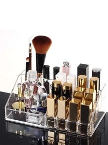 Multi-Grid Cosmetic Storage Box,Room,Home,Bedroom,Bathroom,House,Pink Room,Living Room Decor,Travel Stuff,Gift Bag,Gifts For Mom,Dad,Men,Friends,Teacher,Birthday,Wedding,Desk,Shelves,Accessories,Gift Boxes,Funny Gift,Storage,Makeup Brush Holder - Clear - View 2