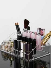 Multi-Grid Cosmetic Storage Box,Room,Home,Bedroom,Bathroom,House,Pink Room,Living Room Decor,Travel Stuff,Gift Bag,Gifts For Mom,Dad,Men,Friends,Teacher,Birthday,Wedding,Desk,Shelves,Accessories,Gift Boxes,Funny Gift,Storage,Makeup Brush Holder - Clear - View 3