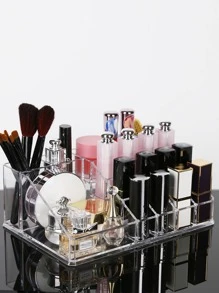 Multi-Grid Cosmetic Storage Box,Room,Home,Bedroom,Bathroom,House,Pink Room,Living Room Decor,Travel Stuff,Gift Bag,Gifts For Mom,Dad,Men,Friends,Teacher,Birthday,Wedding,Desk,Shelves,Accessories,Gift Boxes,Funny Gift,Storage,Makeup Brush Holder - Clear - View 4