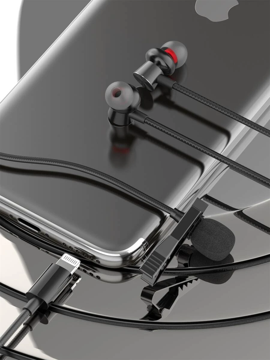 編織閃電有線入耳式耳機 - 黑色 - 查看 1